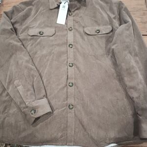 Men's Brown Corduroy Fleece Lined Shirt/jacket Western Utility Sz XL B-003